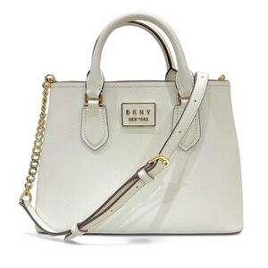 DKNY Ivory Leather Bianca Medium Satchel Bag